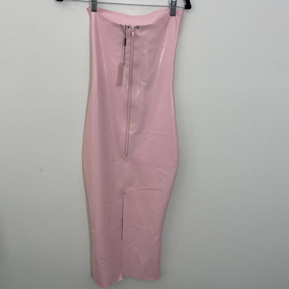 Miaou Lila Dress pink candy Midi Latex Strapless S NWT $450msrp - Picture 7 of 9